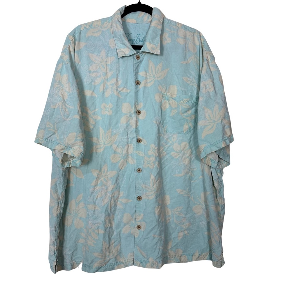 Tommy Bahama Silk Tropical Botanical Floral Casual Wood Button Down Shirt XXL